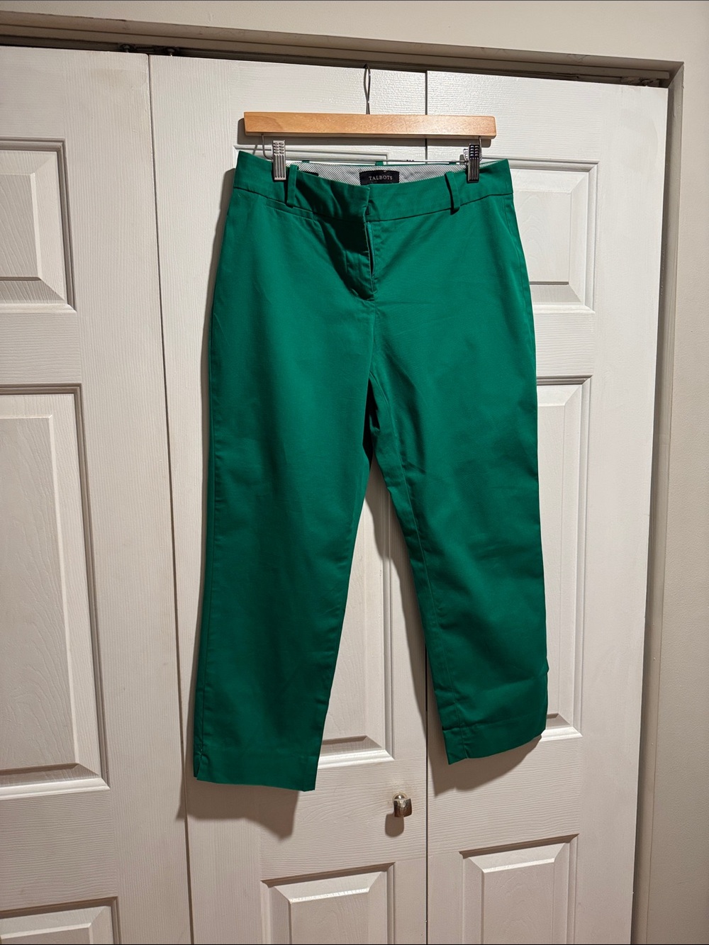 Talbots Emerald Green Straight-Leg Cropped Chinos